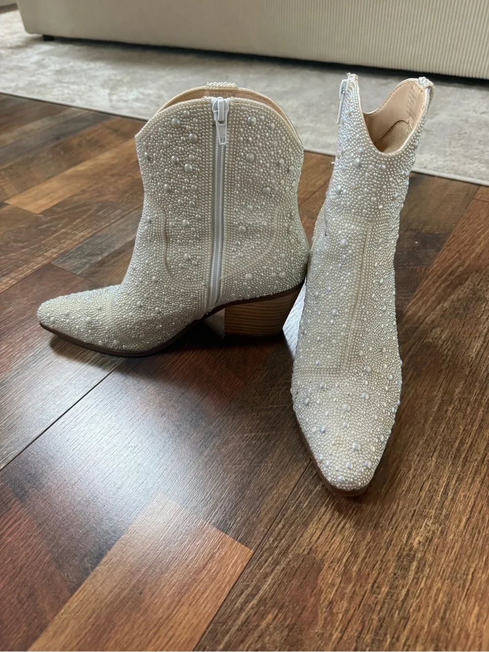 Betsey Johnson Pearl-Embellished Western Booties